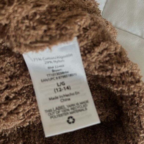 Time And Tru Brown V-Neck Loose Knit Sweater Size L (12-14) - Picture 5 of 7